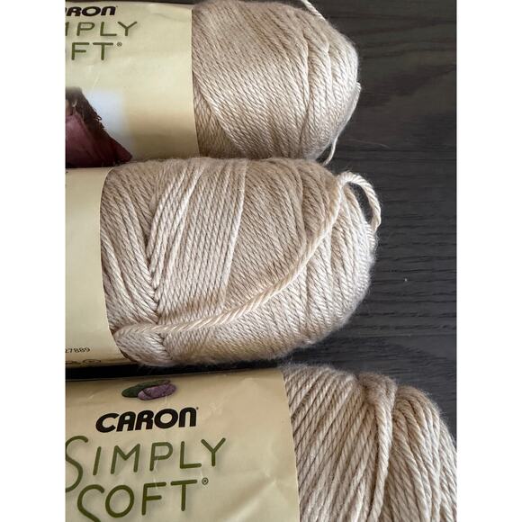 Caron Simply Soft Yarn Lot – 6 Skeins (3 Blue, 3 Beige) 6oz 315yds NEW - Picture 4 of 5